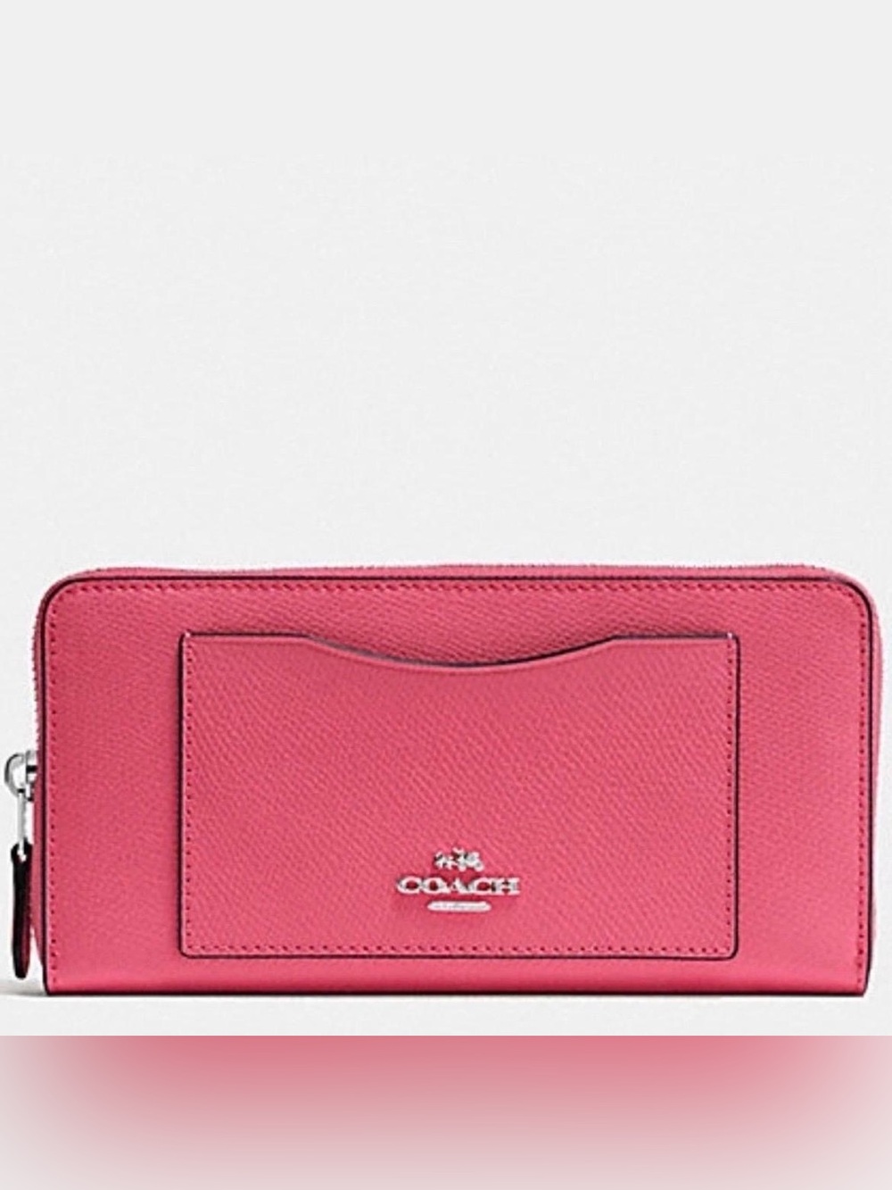 Coach Hot Pink Leather Card Holder with Silver Logo